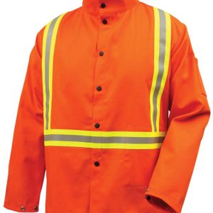 Black Stallion Welding Jacket - FR Orange Cotton w/Reflectives JF1010-OR